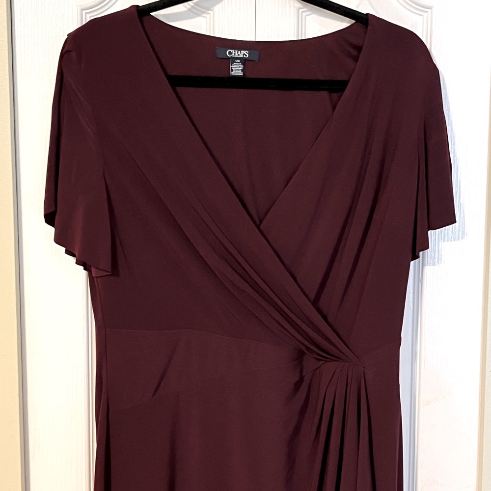 Chaps L V- Neck Mock Wrap Dress